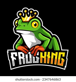 king Frog mascot e sport logo design