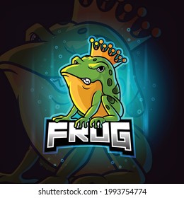 The king frog mascot esport logo design of illustration