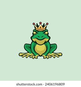 King Frog mascot logo illustration frog wearing a crown