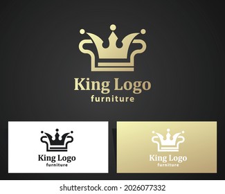 king furniture logo creative design color gold elegant brand line crown