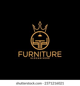 King Furniture logo design with creative concept, Interior logo vector template