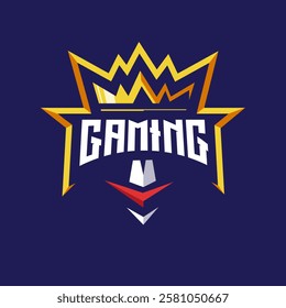 King Gaming Logo with Crown and Sword