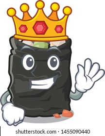 King garbage bag behind the character door
