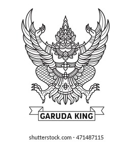 King Garuda line vector.