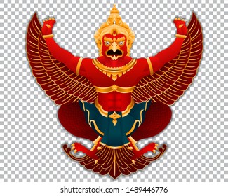 King of Garuda Thai art isolated on transparency grid background. Graphic vector