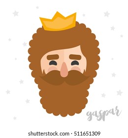 king Gaspar. christmas ornament isolated vectorized. magi. Caspar written in Spanish

