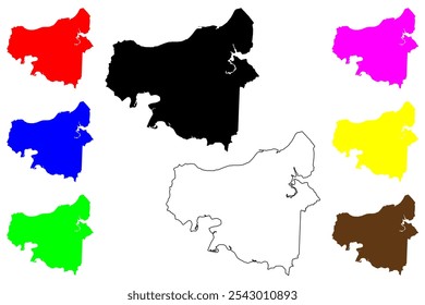 Condado de King George, Commonwealth da Virgínia (Condado dos EUA, Estados Unidos da América, EUA, EUA) mapa ilustração vetorial, esboço de rabisco Mapa de King George