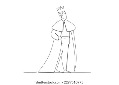 A king glanced to the side. King one-line drawing