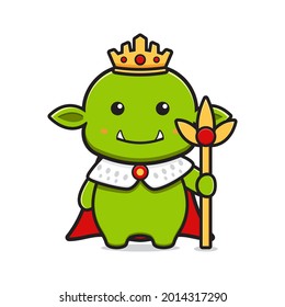 King goblin mascot cartoon icon vector illustration. Design isolated flat cartoon style