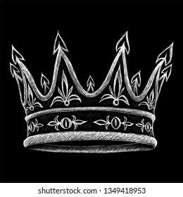 The King of the golden crown of the Middle Ages for tattoo or T-shirt design or outwear. Hunting crowns of king background.