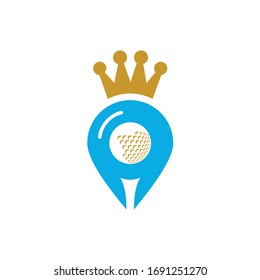 king golf ball logo design icon template illustrations vector