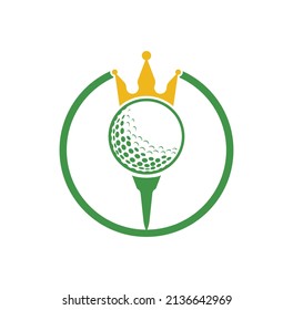 King golf vector logo design. Golf ball with crown vector icon.