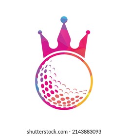King golf vector logo design. Golf ball with crown vector icon.
