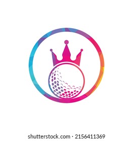 King golf vector logo design. Golf ball with crown vector icon.