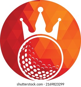 King golf vector logo design. Golf ball with crown vector icon.