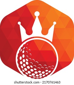 King golf vector logo design. Golf ball with crown vector icon.