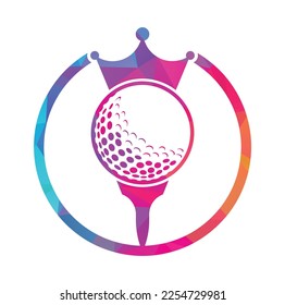 King golf vector logo design. Golf ball with crown vector icon.