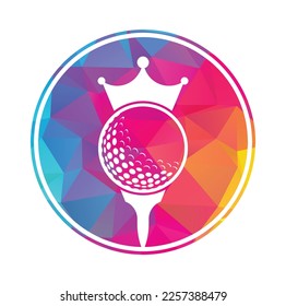 King golf vector logo design. Golf ball with crown vector icon.