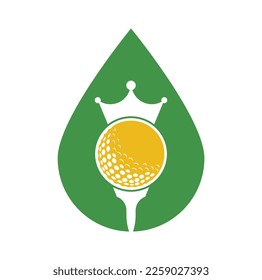 King golf vector logo design. Golf ball with crown vector icon.