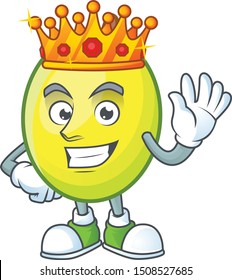 King gomortega fruit cartoon character mascot style.