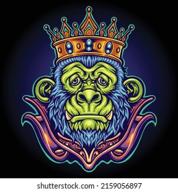 King gorilla cartoon mascot vector illustrations for your work logo, merchandise t-shirt, stickers and label designs, poster, greeting cards advertising business company or brands