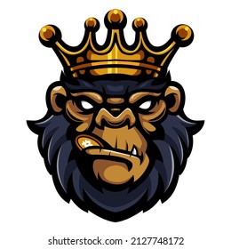 King gorilla head biting crypto coin