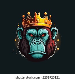 King gorilla head, esports mascot designs, gaming logo, illustration
