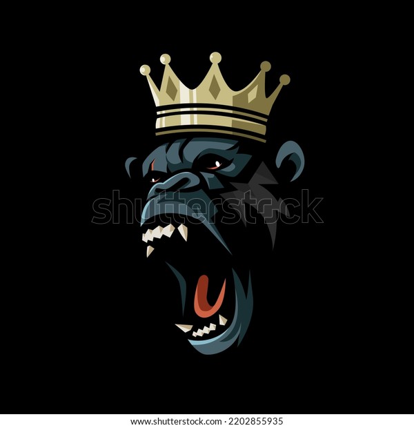 King Gorilla Kong Roaring Mascot Logo Stock Vector (Royalty Free ...