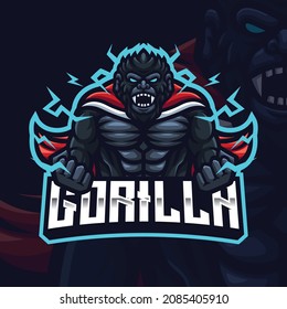 King Gorilla Mascot Gaming Logo Template