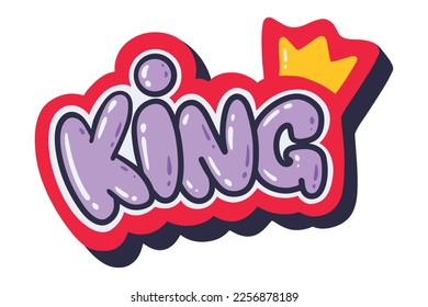 King graffiti sticker in bubble text effect style 