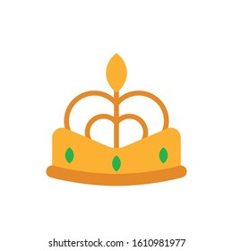 King green and gold crown design, Prince royal luxury jewelry kingdom insignia emperor authority and coronation theme Vector illustration