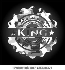 King grey camo emblem. Vector Illustration.
