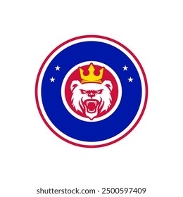 King grizzly mascot badge logo esports design template