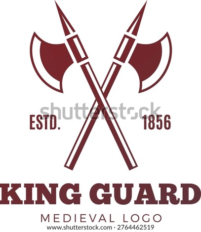 King guard medieval logo with crossed shields and establishment year