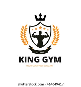 King GYM. Fitness and sport club logo template