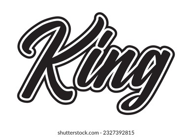 King. Hand drawn lettering. Vector illustration.