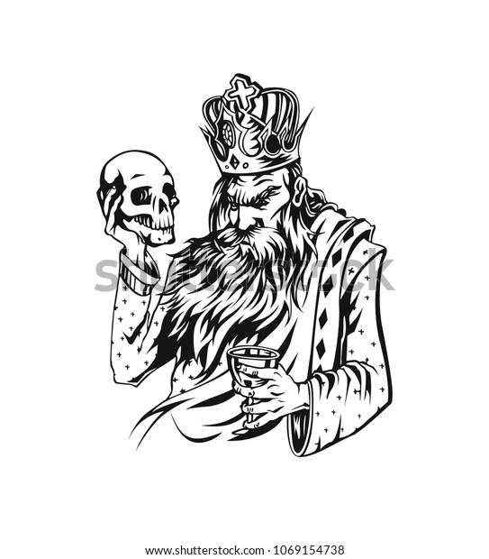 King Hand Holding Skull Glass Wine Stock Vector (Royalty Free