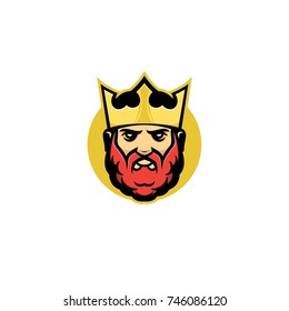 king head in crown with beard vector illustration