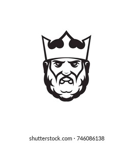 king head in crown with beard vector illustration