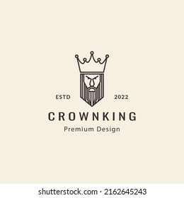 cabeza king king king con estilo de línea corona retro logotipo vectorial diseño de símbolo