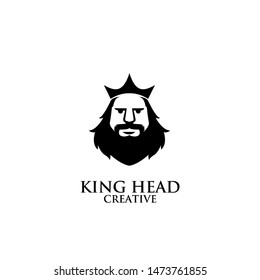 king head face logo black icon design vector illustration