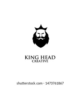 king head face logo black icon design vector illustration