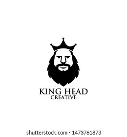 king head face logo black icon design vector illustration