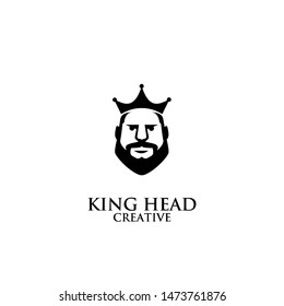 king head face logo black icon design vector illustration