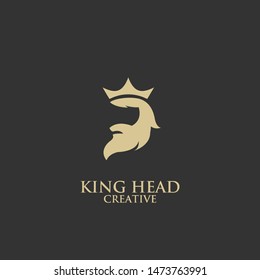 king head face logo gold black icon design vector illustration
