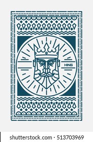 King head vector with decoration elements. Playing card