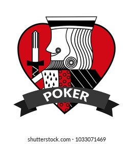 king of heart card poker ribbon symbol