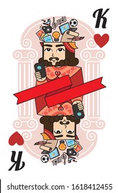 King of heart, deck of cards, Playing card character, cute design illustration, new modern concept, place your text, vector
