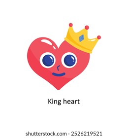 King heart doodle vector outline Sticker. EPS 10 file