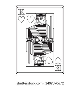 king of hearts card icon cartoon black and white vector illustration graphic design